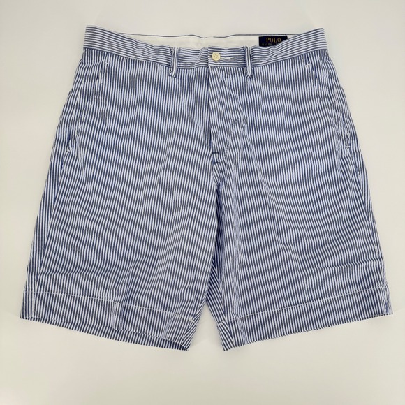 Polo Ralph Lauren Stretch Classic Fit Seersucker Striped Shorts Men's 33 - Picture 1 of 6